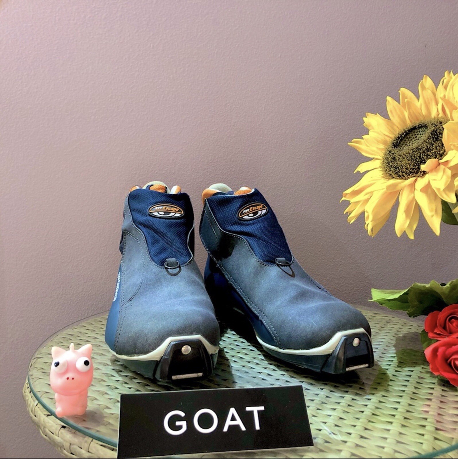 Scarponi da sci Salomon New Escape grigio blu e arancione in pelle taglia 10 da uomo