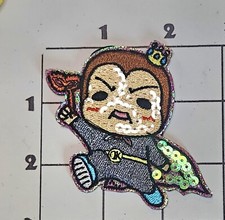Sequined Anime Hero Patch Embroidered Sew On Applique Upcycle Cosplay Costume