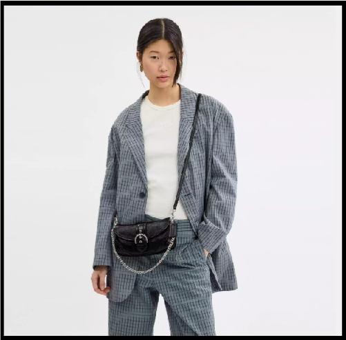 COACH CAN43 Soho Bag 25 In Signature Jacquard Black Silver Outlet