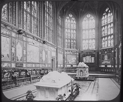 Glas Zauber Laterne Dia WINDSOR CASTLE ALBERT MEMORIAL CHAPEL C1890 FOTO