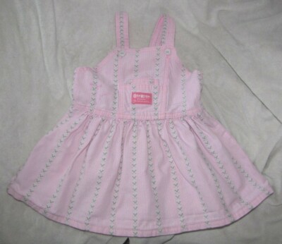 Vintage Oshkosh B'Gosh Girl Pink Green Stripe Carousel Horse Jumper Dress 4t