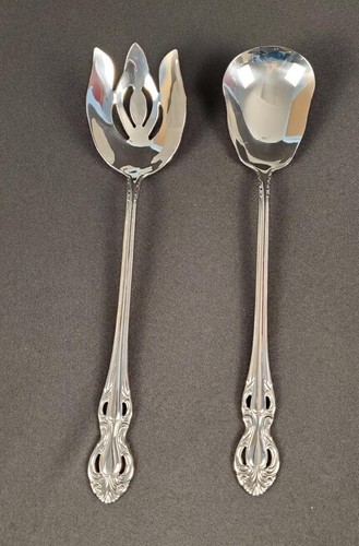 Reed & Barton QUEENSDAY Salad Serving Set Spoon & Fork Stainless Flatware 12 in