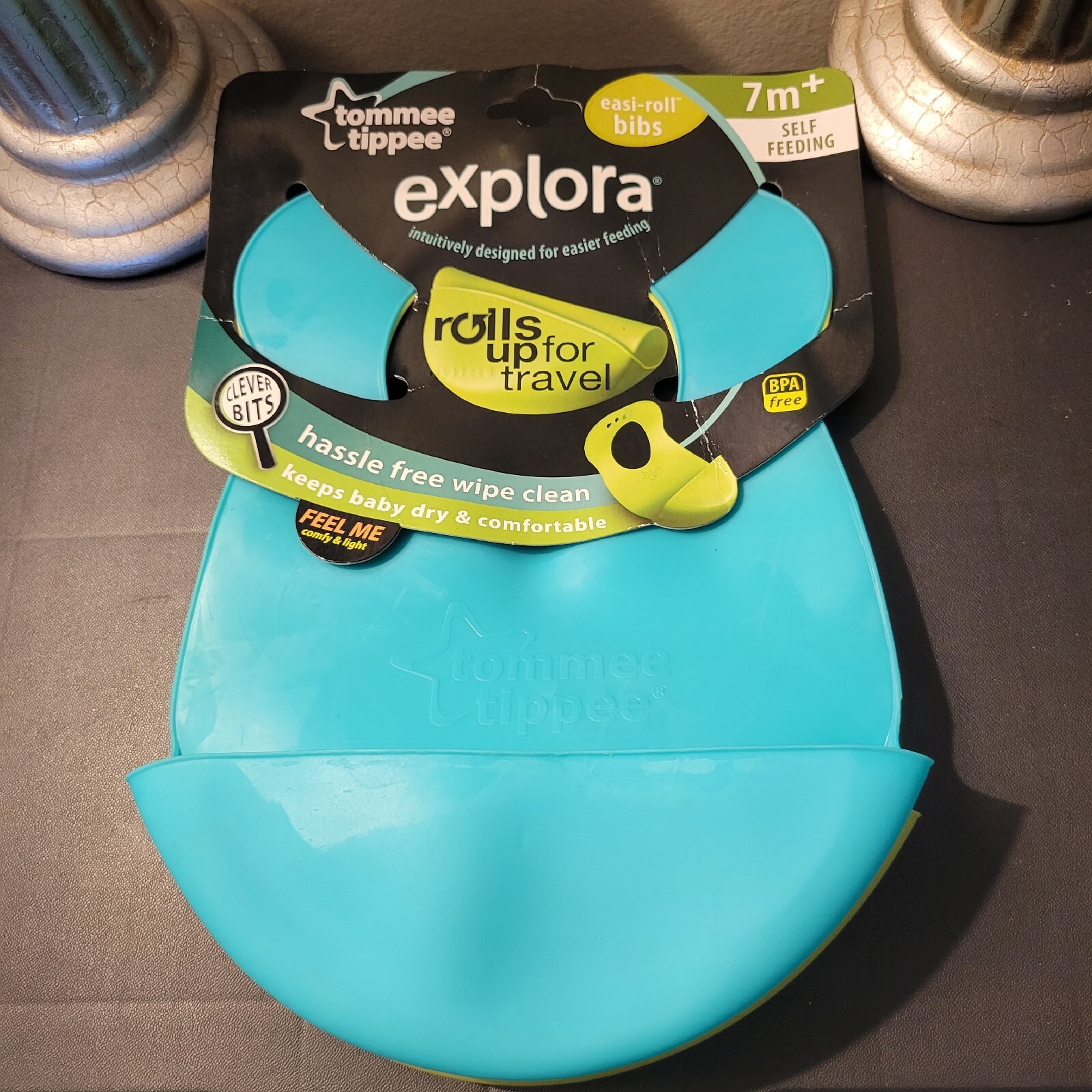 Tommee Tippee silicone baby bibs EasiRoll Self Feeding bib 2 pack