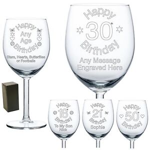 18th 21st 30th 40th 50th 60 Personalised Engraved Clear & Copper Wine Glass