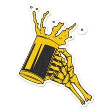 Skeleton Hand Beer, Vinyl Decal Sticker, Indoor Outdoor, 3 Sizes, 11480