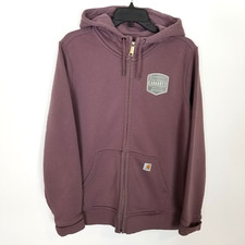 Carhartt 104041 Women Clarksburg Full-Zip Graphic Hoodie Sz XL Mauve Relaxed Fit