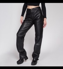 VTG 90s Genuine Black Leather pants The original leather line 34 biker retro