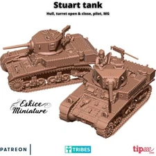 Eskice Miniatures WW2 UK British Stuart Tank Bolt Action WWII 15mm 20mm 28mm 3D
