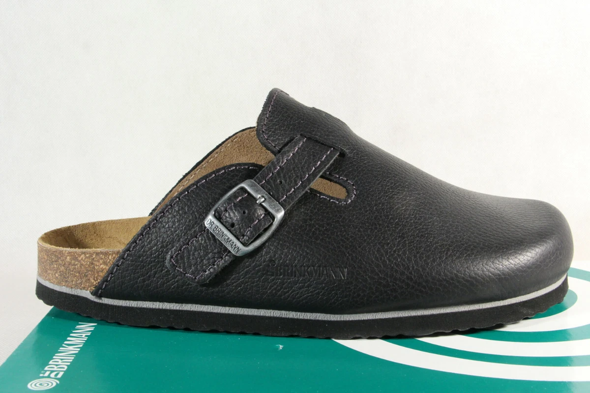 Dr. Brinkmann Herren Clogs Pantoletten Pantolette Pantoffel schwarz Leder