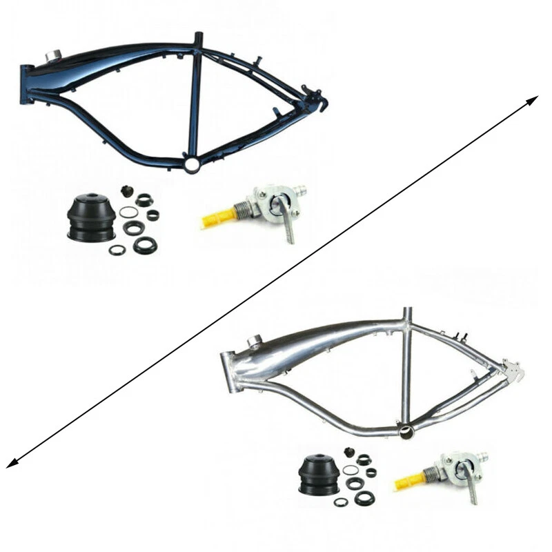 JZsports 2.4L Gas Tank Frame Black/Brushed Alum Bike Frame & Headset & Petcock