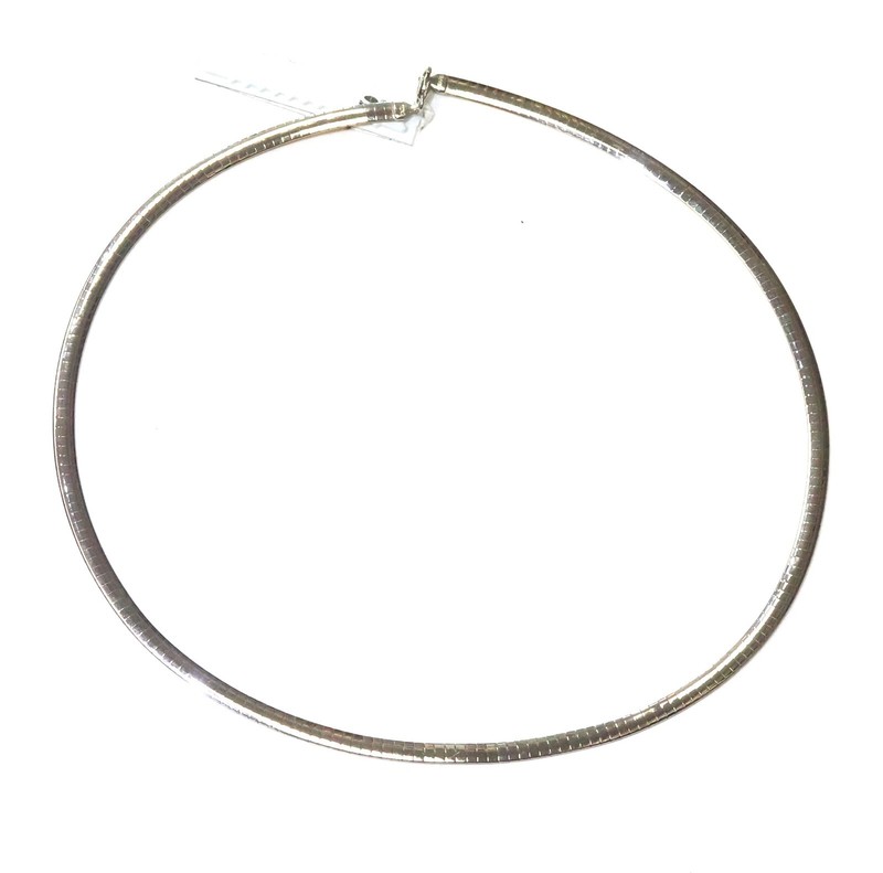 10k white yellow gold 4mm domed omega Necklace 15.8g solid chain 18" Reversible