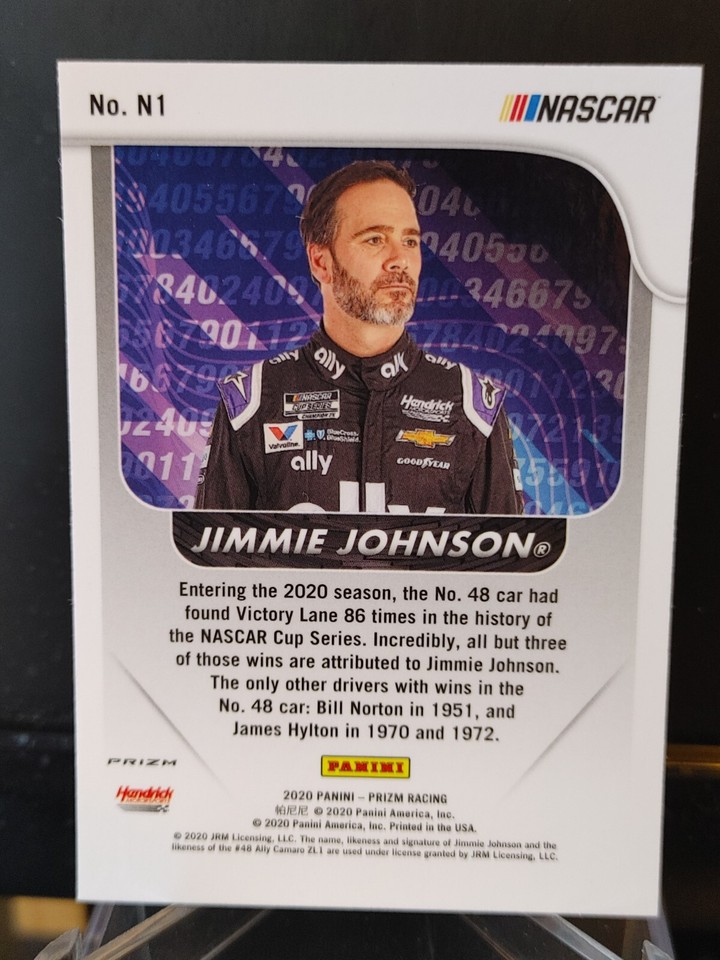 Jimmy Johnson Rookie Card Jimmie Johnson 2020 Panini Prizm Racing Numbers Silver Refractor #N1 | eBay