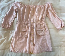 J For Justify Pink  XL Off The Shoulder 3/4 Sleeve Rayon Button Up Shirt Dress