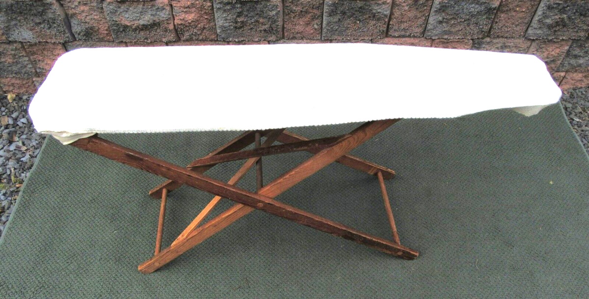 Antique Arts Crafts Vintage Folding Wood Ironing Board - Clothing