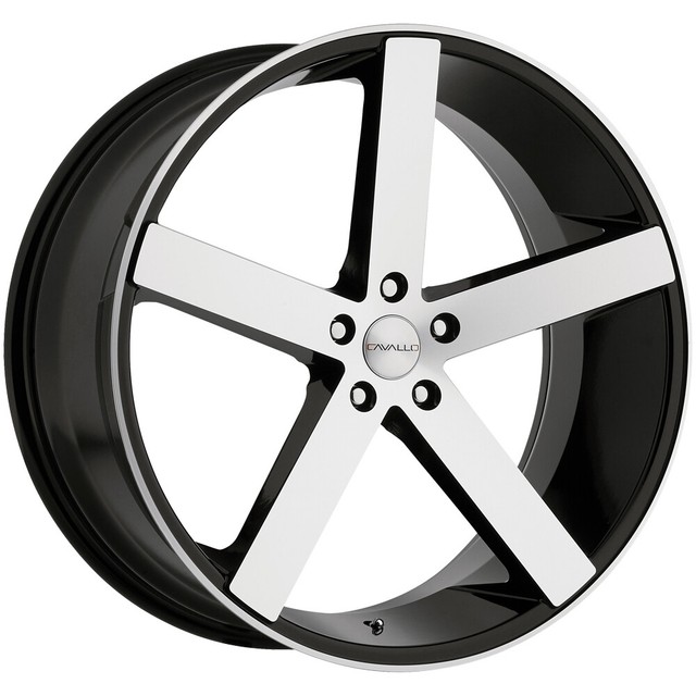 1 22X9.5 Cavallo CLVC31 Gloss Black Machined 5x115/120 ET15 wheel/rim