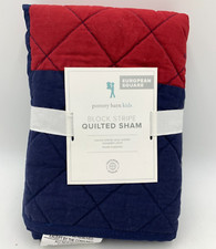 Pottery Barn Kids Block Stripe Stitch Cotton Sham Blue Multi Euro H681B