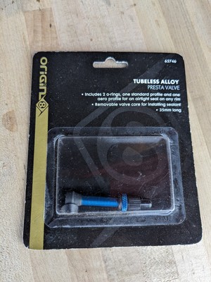 Origin8 Tubeless Alloy Presta Valve Tubeless Valve 35mm Single Blue