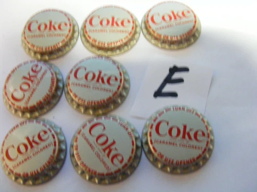 Lot of 8 Vintage USA Coca Cola Experimental Turn-off Bottle tops/caps. Unused(E)