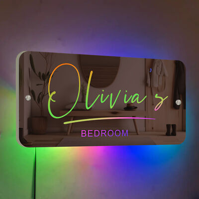 Led Ebay Sign Personalised Name Mirror LED Sign Neon Light Up Sign Bedroom Home Bar ...