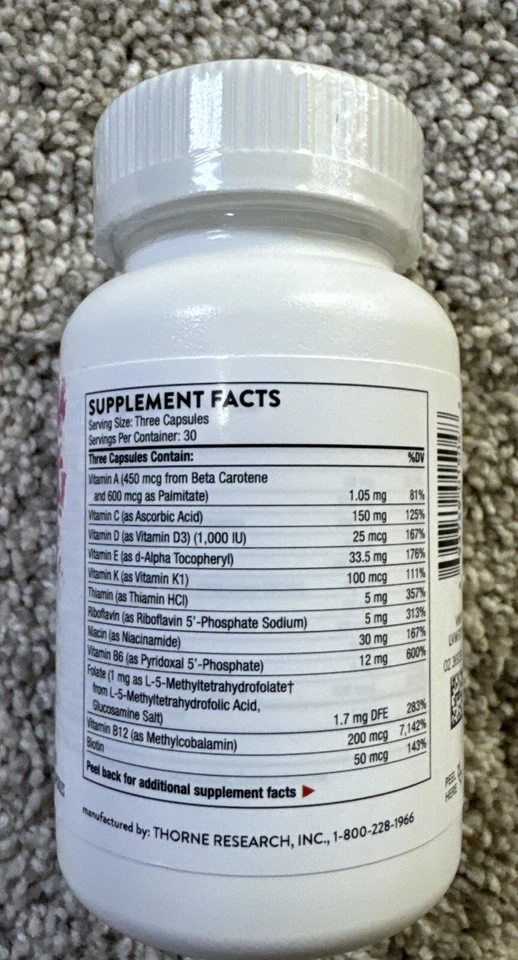 Multivitamínico Thorne Basic Folato Prenatal 90 Cápsulas Envío Gratis 26/05 ¡Liquidación!! Foto 2 de 3