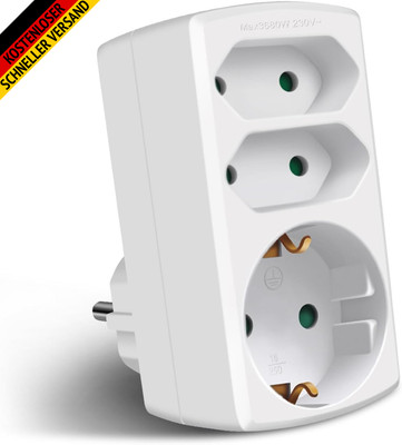 EXTRASTAR Mehrfachsteckdose 3-Fach Steckdosenadapter, 2 Euro+1 Schuko Steckdose 