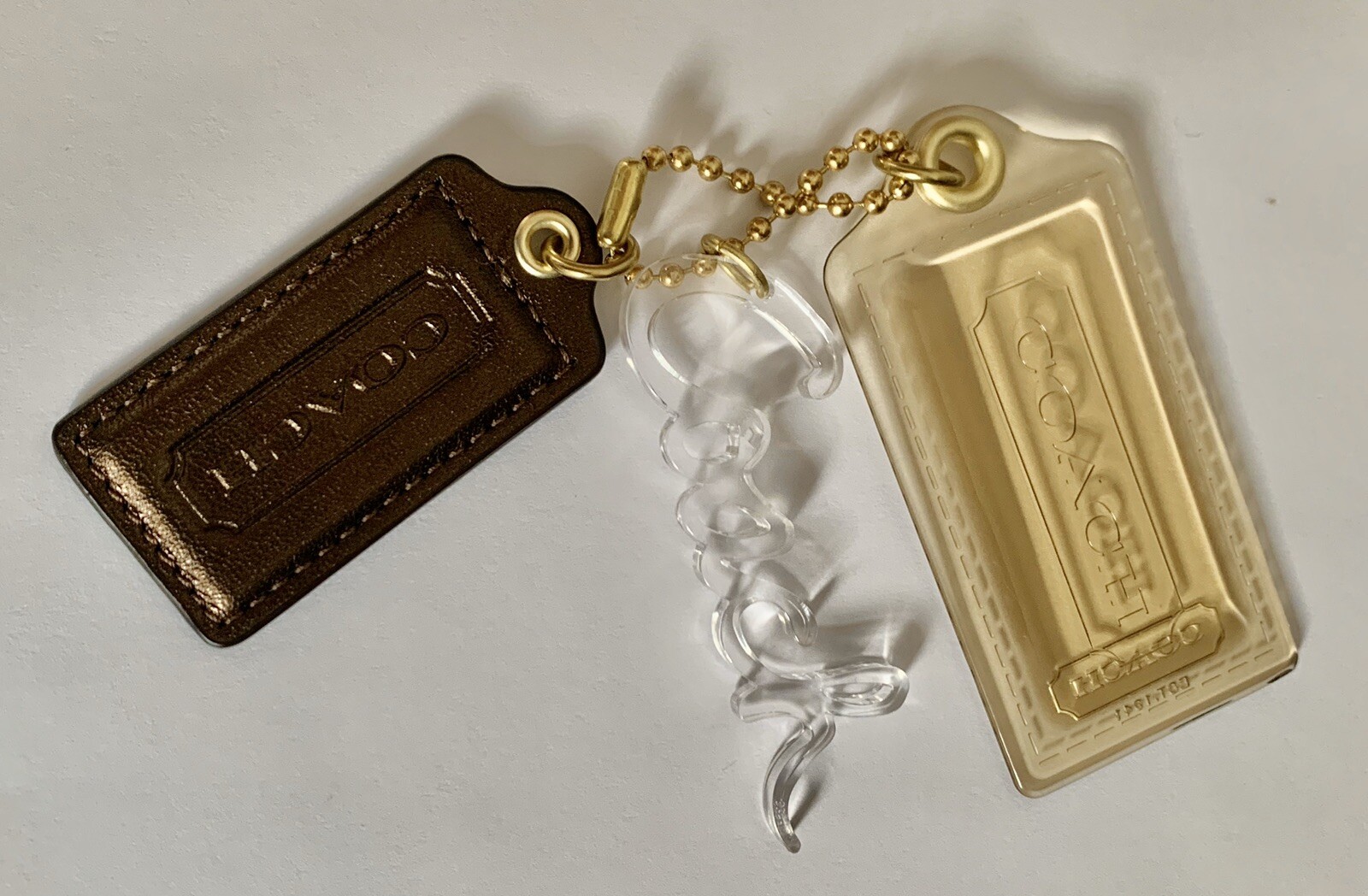 COACH LEATHER PLASTIC KEY FOB BAG CHARM KEYCHAIN HANG… Gem