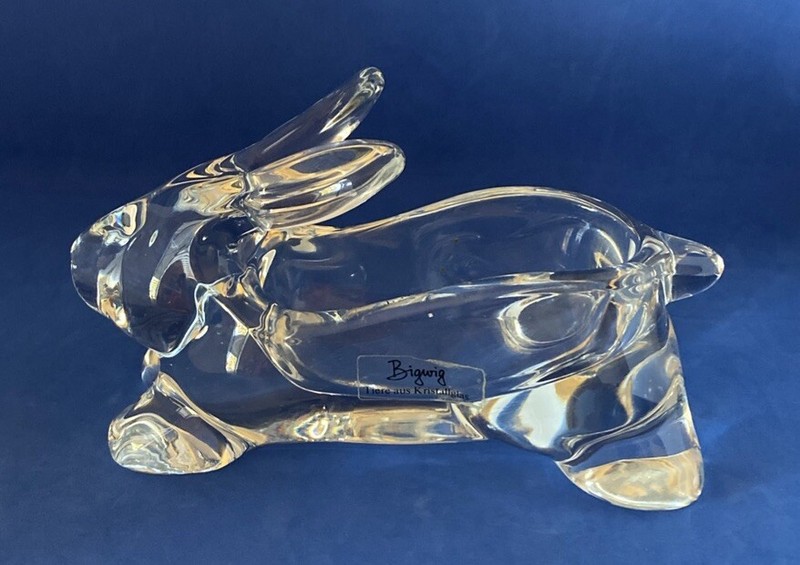 Heavy Clear Glass Bunny Rabbit “Bigwig” Tiere aus Kristallglas Candy/Nut Dish