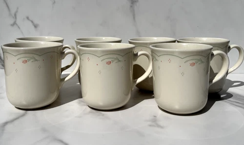 Corning Ware Corelle Calico Rose Trellis Coffee/Tea Cups Set of 7