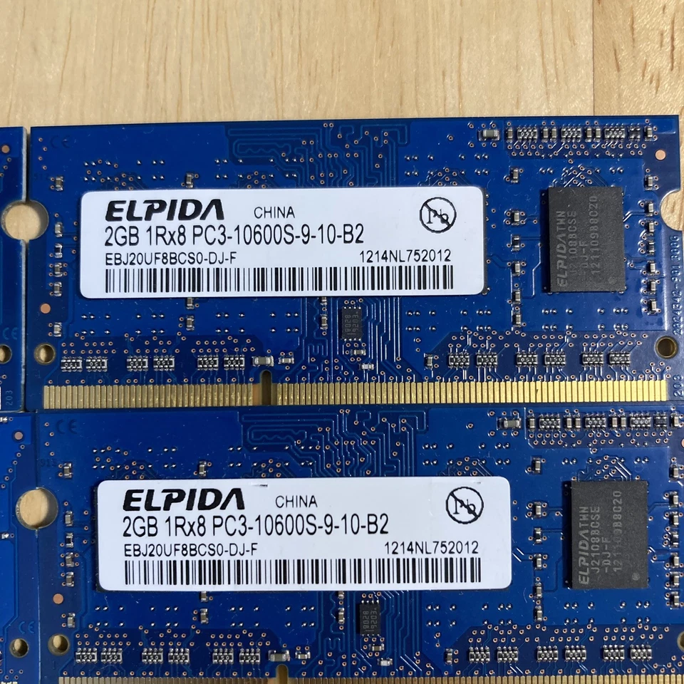 4 x 2GB ( 8gb ) Elpida 1Rx8 PC3-10600S-9-10-B2 & 2Rx8 Pc3-10600s-9-10-F1 - Image 4 of 4