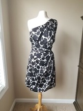 Size 16 Black And White One Shoulder Dress By David's Bridal Bubble Hem