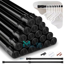 3 Sizes Tension Curtain Rod Spring Load Adjustable Curtain Pole Heavy-Duty Steel