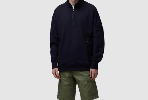 C P Company Diagonal Raised Fleece Sweatshirt Navy, Size XXL, RRP £285 - Picture 2 of 6