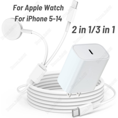 2/3 in 1 Magnetic Charging Cable Type C 20W Fast Charger For iPhone Apple Watch