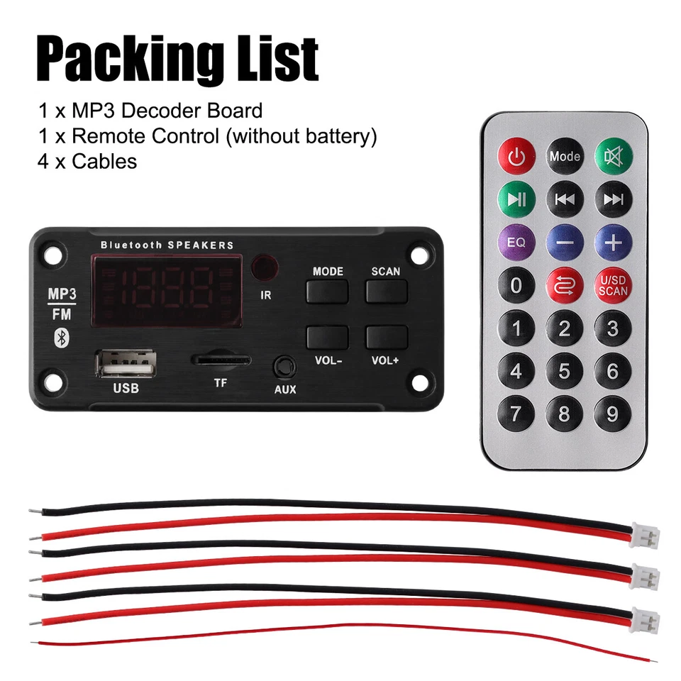 Amplificador 2x25W Bluetooth 5.0 12V Reproductor MP3 Placa Decodificadora Coche Módulo Altavoz FM Foto 2 de 4