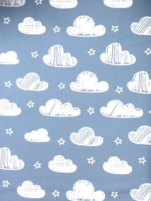 Softshell Kinderstoff Regenstoff Wolke hellblau ab 50 cm
