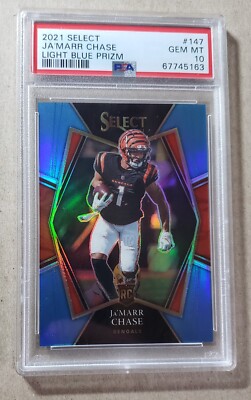 2021 Panini Select Light Blue Prizm Ja'Marr Chase RC /99 PSA 10 Bengals Rookie