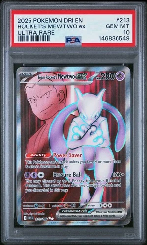 2025 POKEMON DRI EN-DESTINED RIVALS ULTRA RARE TEAM ROCKET'S MEWTWO EX PSA 10