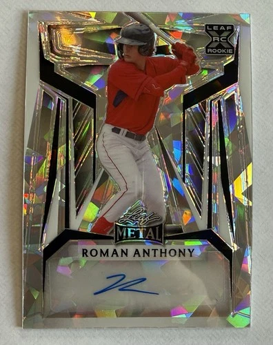 ROMAN ANTHONY AUTOGRAPHED RC 2023 LEAF METAL CRYSTAL SILVER  #6/8