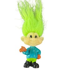 Vintage Burger King Kids Club Troll Doll Glow in the Dark Lime Green Hair Blue