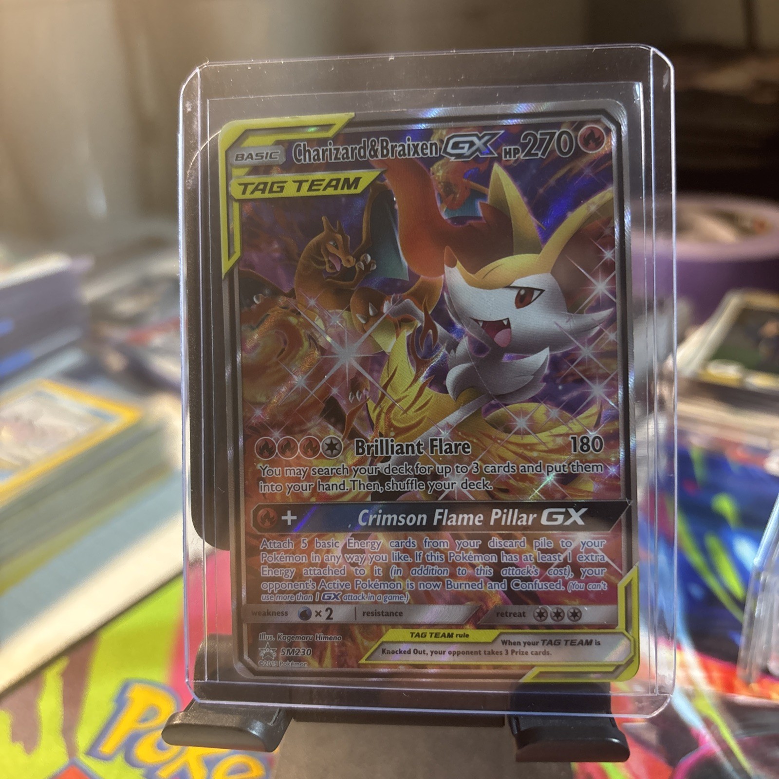 Charizard & Braixen GX - SM230 Black Star Promo Alternate Art Pokemon - Mp