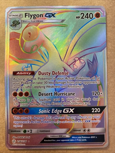 Pokémon Flygon GX Full Art Rainbow Rare 256/236 Cosmic Eclipse- Discount Ship!