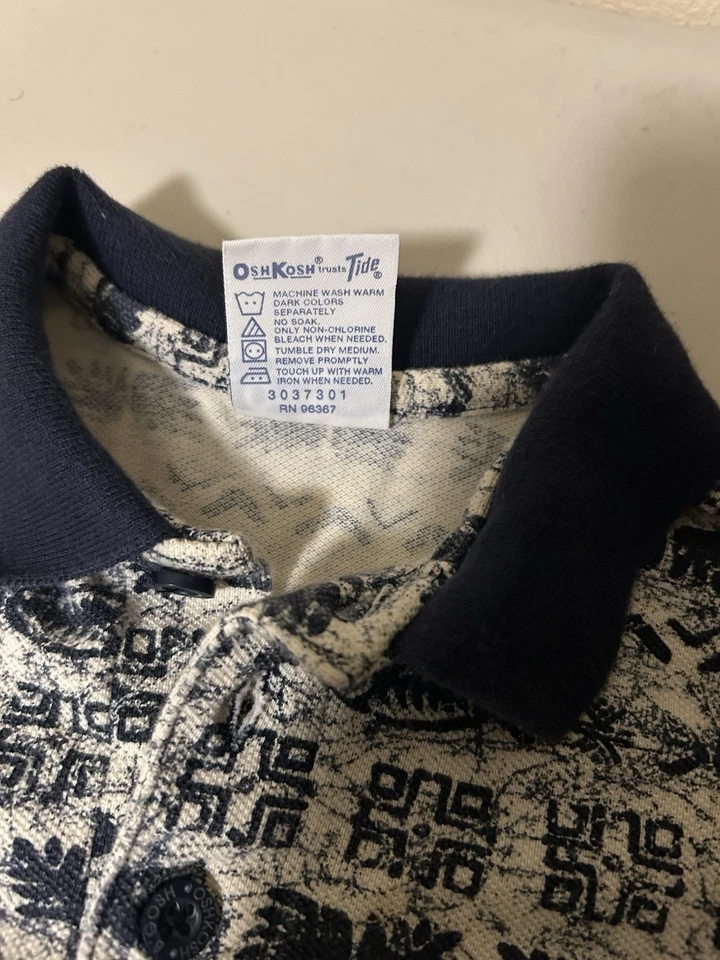 винтажный oshkosh синий рубашка-поло рыбы - Изображение 4 из 4
