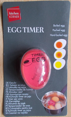 Eieruhr, Egg Timer, zum Mitkochen, mit Farbwechsel, ca.5cm, Rot, Kunststoff