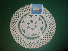 NEW Vintage Embroidered Table Runner White 8.5" Round from Norway (SU104)
