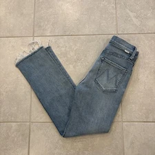 Mother High Waisted Rider Ankle Fray Straight Jeans Raw Hem 24 Fish Out Of Water