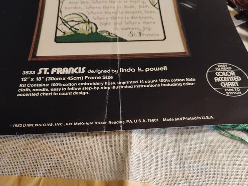 Dimensioni 1982 San Francesco punto croce aperto e già iniziato - Foto 7 di 7
