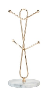 JEmarble Mug Holders with Copper Plated Standing(White) Countertop Mug Tree