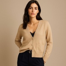 J.Crew Cashmere Patch Pocket Cardigan Heathered Sand XS