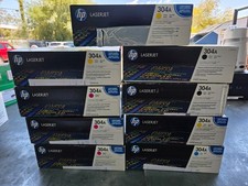 Lot of 9 Genuine HP 304A - 2 Black, 3 Magenta, 3 Yellow, 1 Cyan - NEW, SEALED
