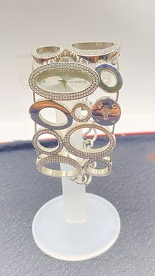 NEW-MARC ECKO POLISHED SILVER BRACELET CHAIN HOOPS,CRYSTAL,WATCH- E17501L1